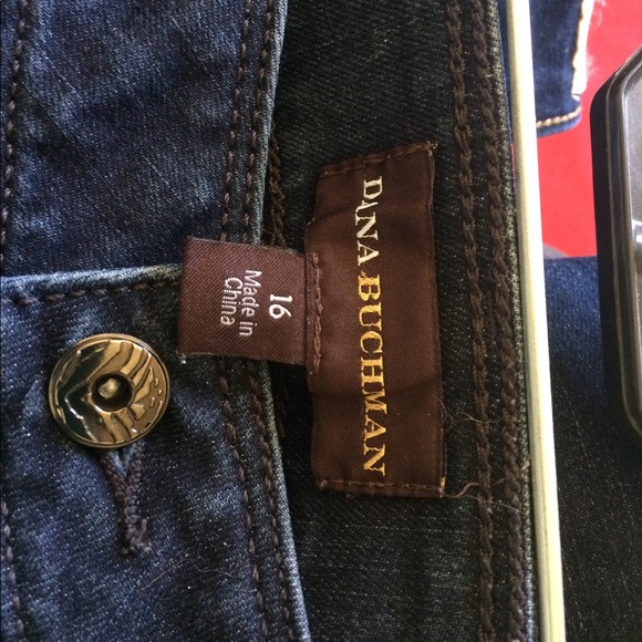 DANA BUCHMAN Capri Stretch Blue Jeans Sz 16 - Picture 3 of 3